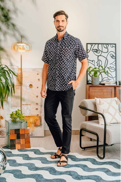 TUSCA MEN | Nuansa Batik Kemeja in Black